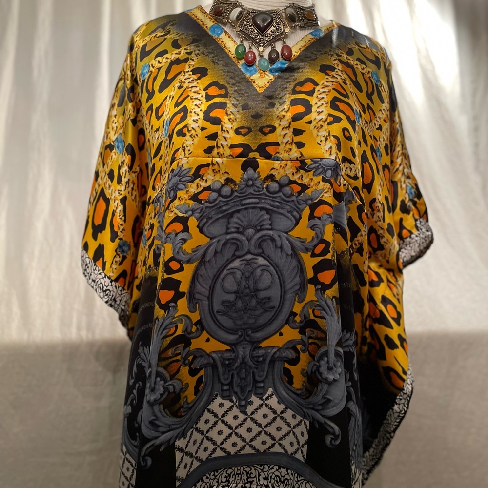 Leopard Print Satin Scarf Top with beautiful Adjustable pants